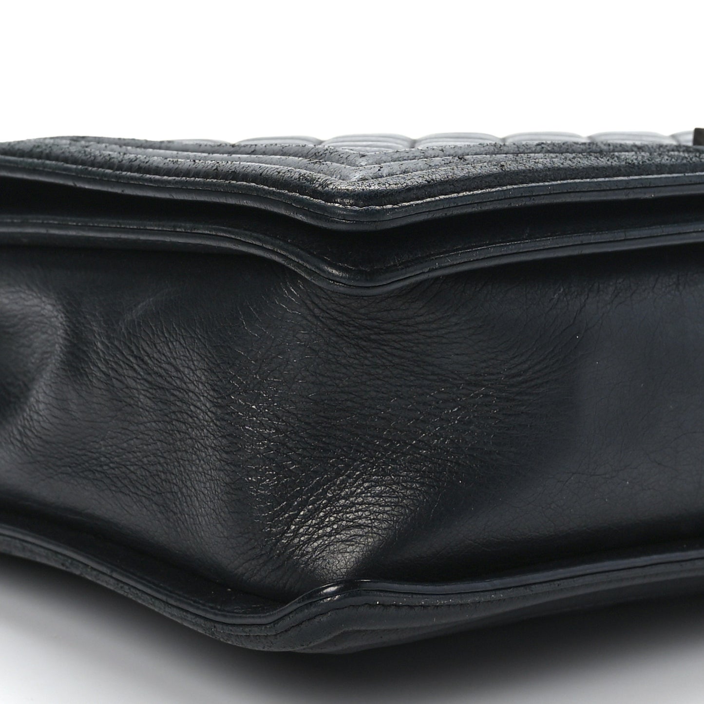 Lambskin Quilted Large Boy Flap Black