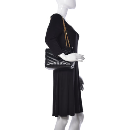 Saint Laurent Calfskin Y Quilted Monogram Small Loulou Chain Satchel Black 2 of 8