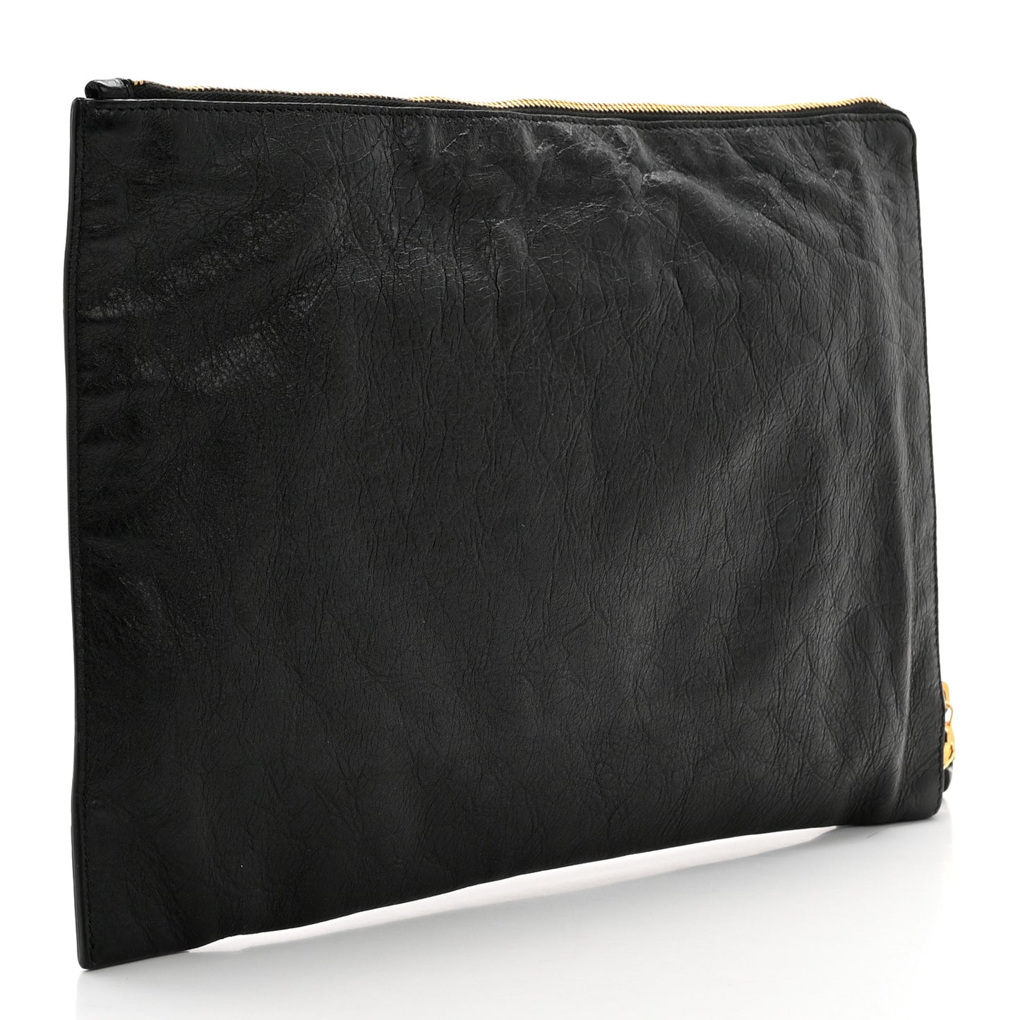 Agneau Giant 12 Gold Hardware Pouch Clutch Black