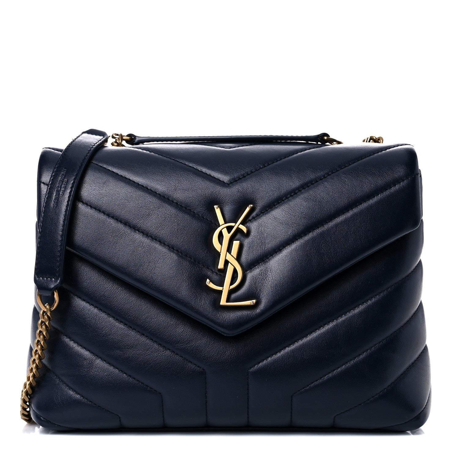 Saint Laurent Calfskin Y Quilted Monogram Small Loulou Chain Satchel Denim Brut 1 of 13