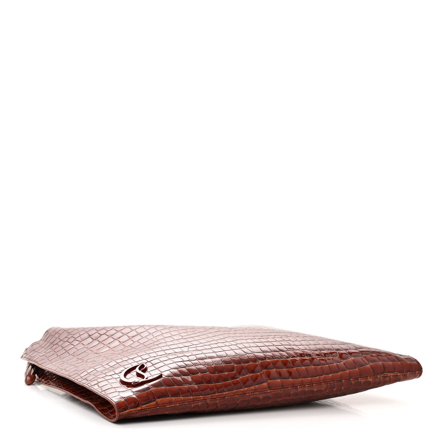 Patent Calfskin Crocodile Embossed Le 54 Tote Acajou