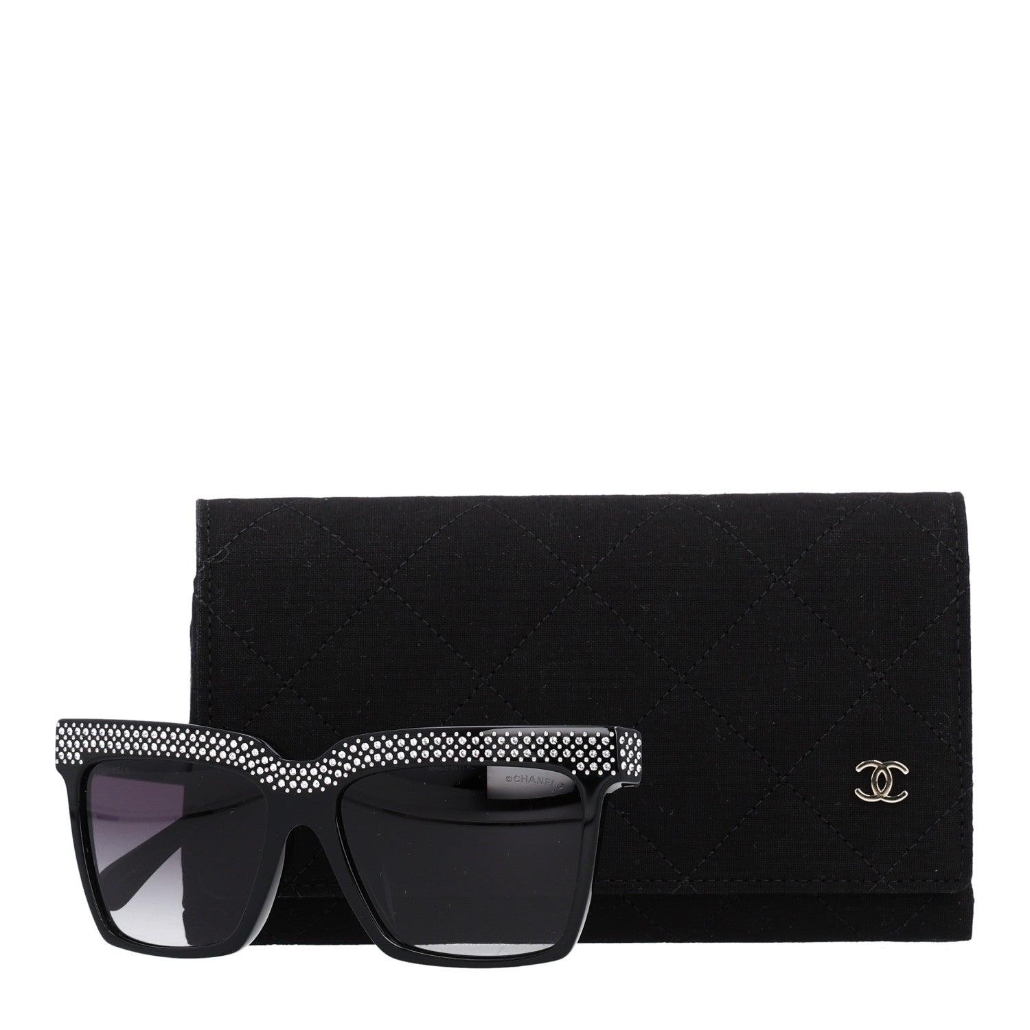Chanel Acetate Strass Rectangle Sunglasses 71539A Black 8 of 8