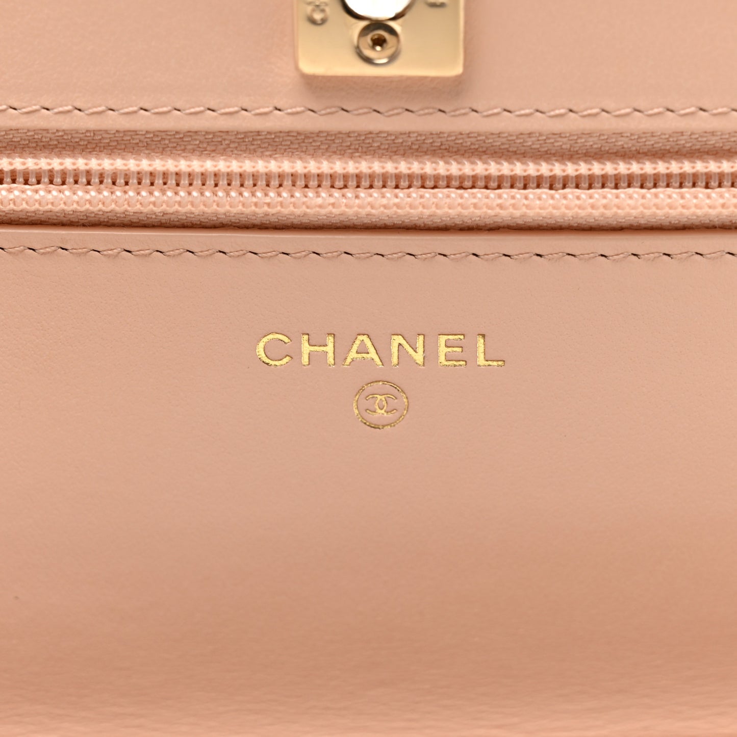 Caviar Quilted Bow Wallet On Chain WOC Light Beige