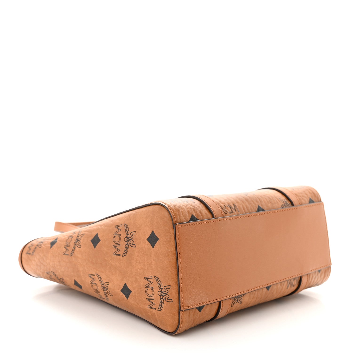 MCM Visetos Mini Toni Shopper Tote Cognac 4 of 12