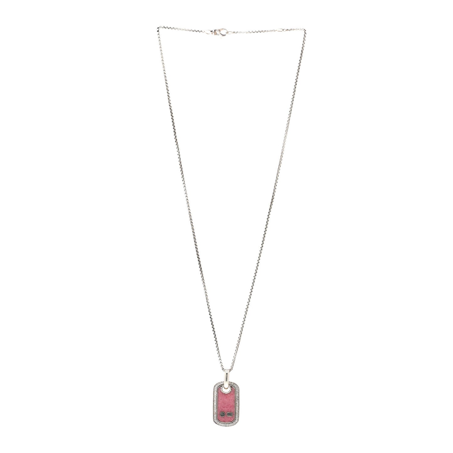 Sterling Silver Diamond Rhodonite Dog Tag Pendant