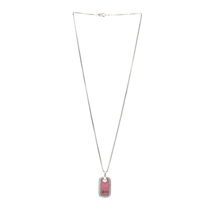 David Yurman Sterling Silver Diamond Rhodonite Dog Tag Pendant 3 of 4