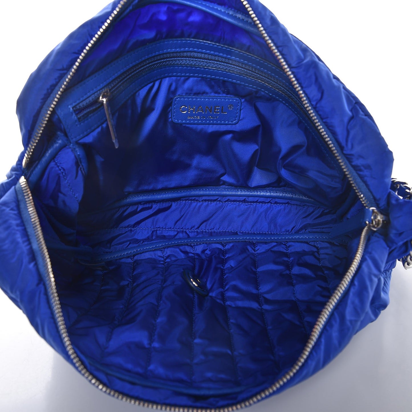 Nylon Vertical Quilted Jumbo Flap Cobalt Blue