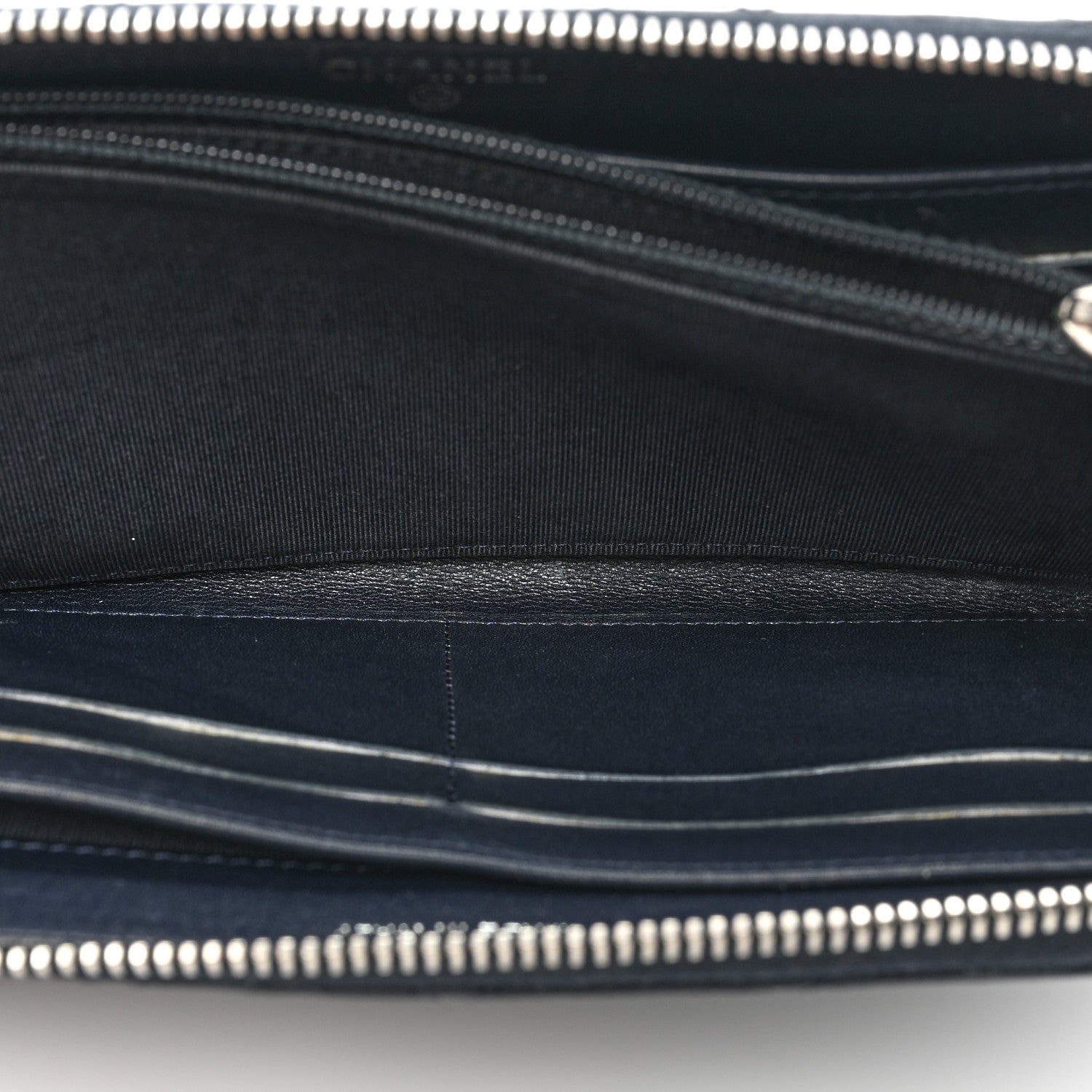 Chanel Caviar Quilted Large Gusset Zip Around Wallet Navy 7 of 22