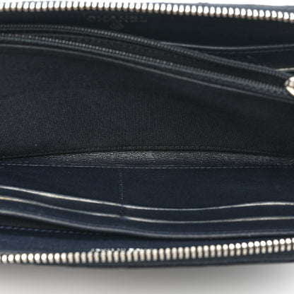 Chanel Caviar Quilted Large Gusset Zip Around Wallet Navy 7 of 22