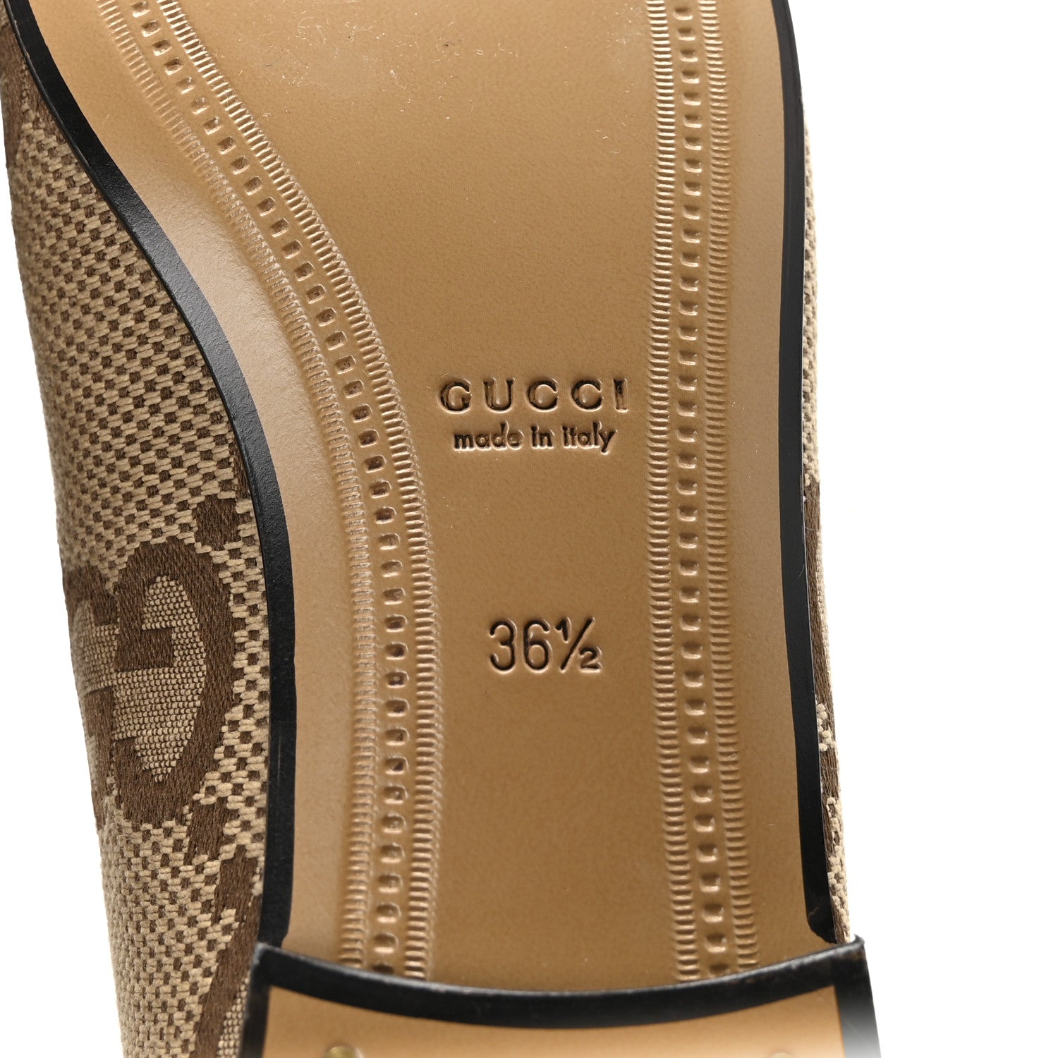 Gucci Monogram Jumbo GG Malaga Kid Horsebit Womens Jordaan Loafers 36.5 Camel Ebony New Acero Beige 7 of 10