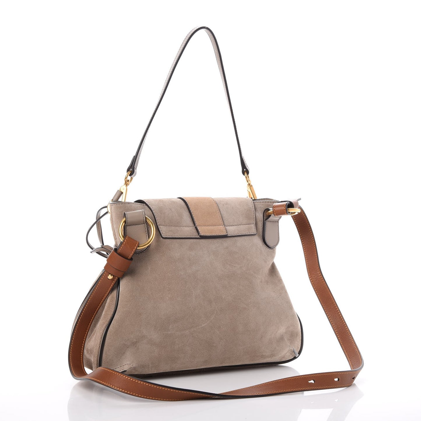 Suede Calfskin Small Lexa Shoulder Bag Motty Grey