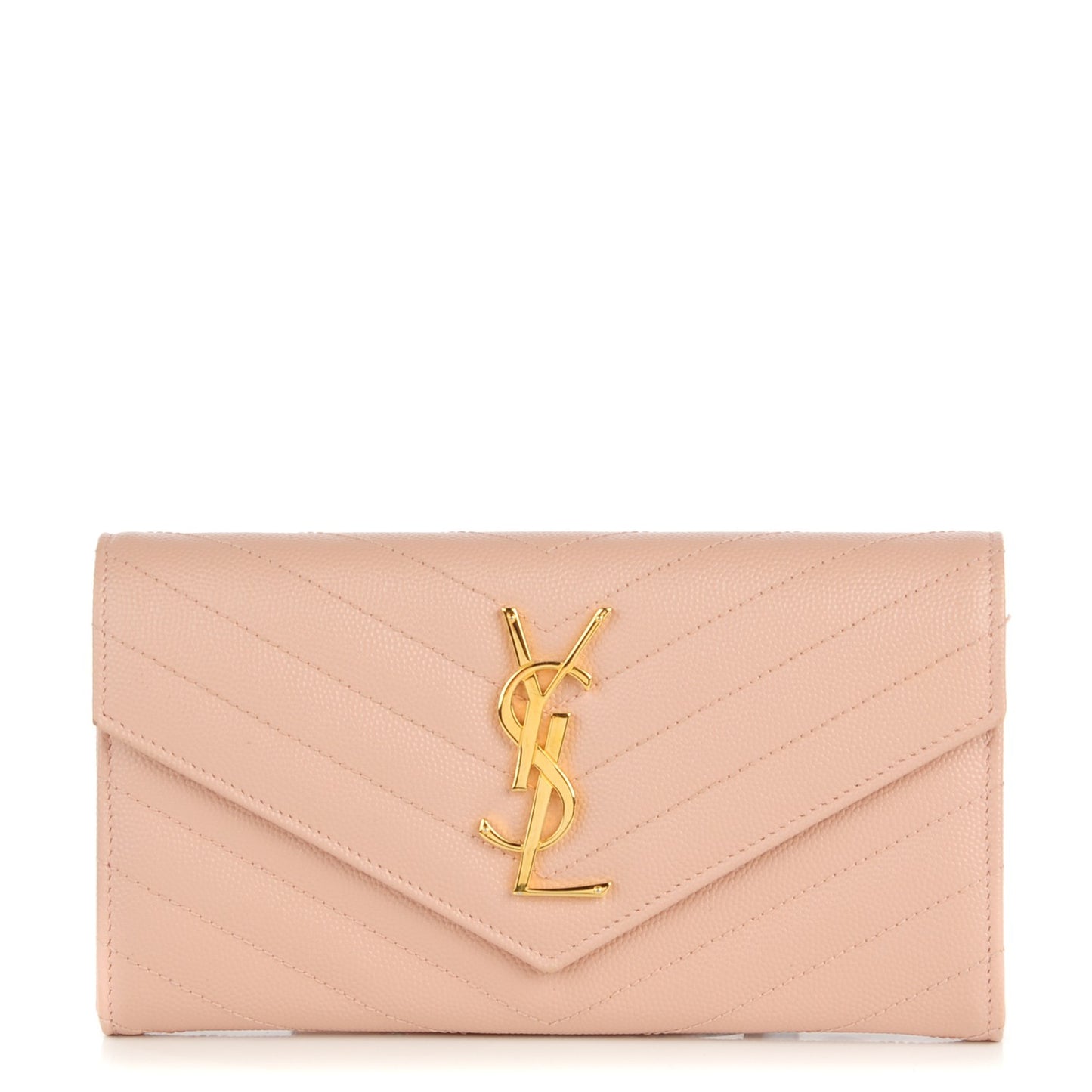 Grain De Poudre Matelasse Chevron Monogram Wallet Pale Blush
