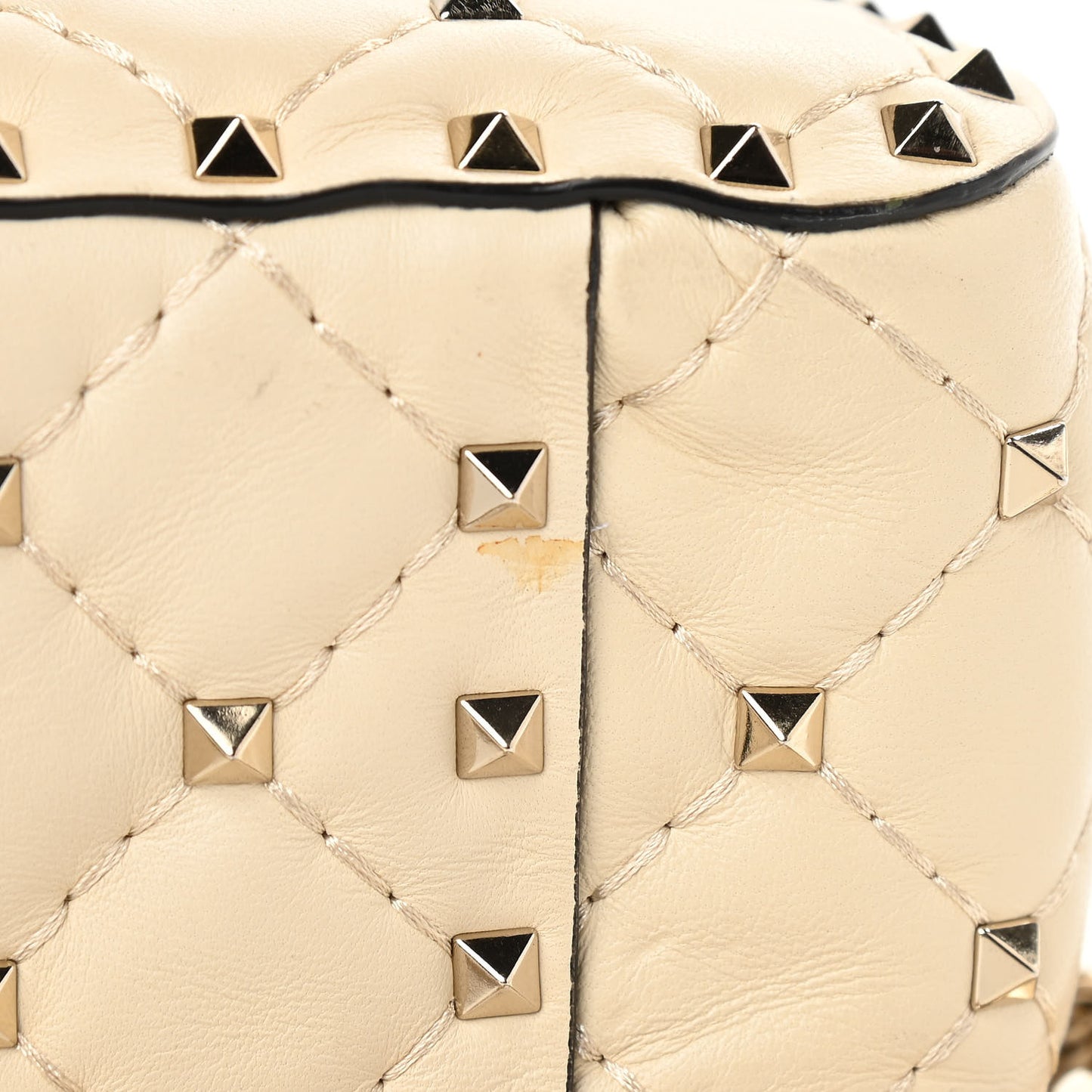 Nappa Medium Rockstud Spike Shoulder Bag Light Ivory