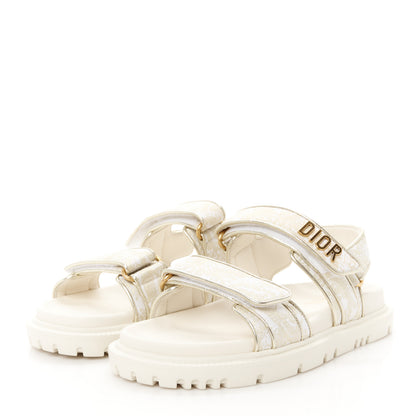 Christian Dior Technical Fabric Jacquard Dioract Sandals 36 White Gold 4 of 9