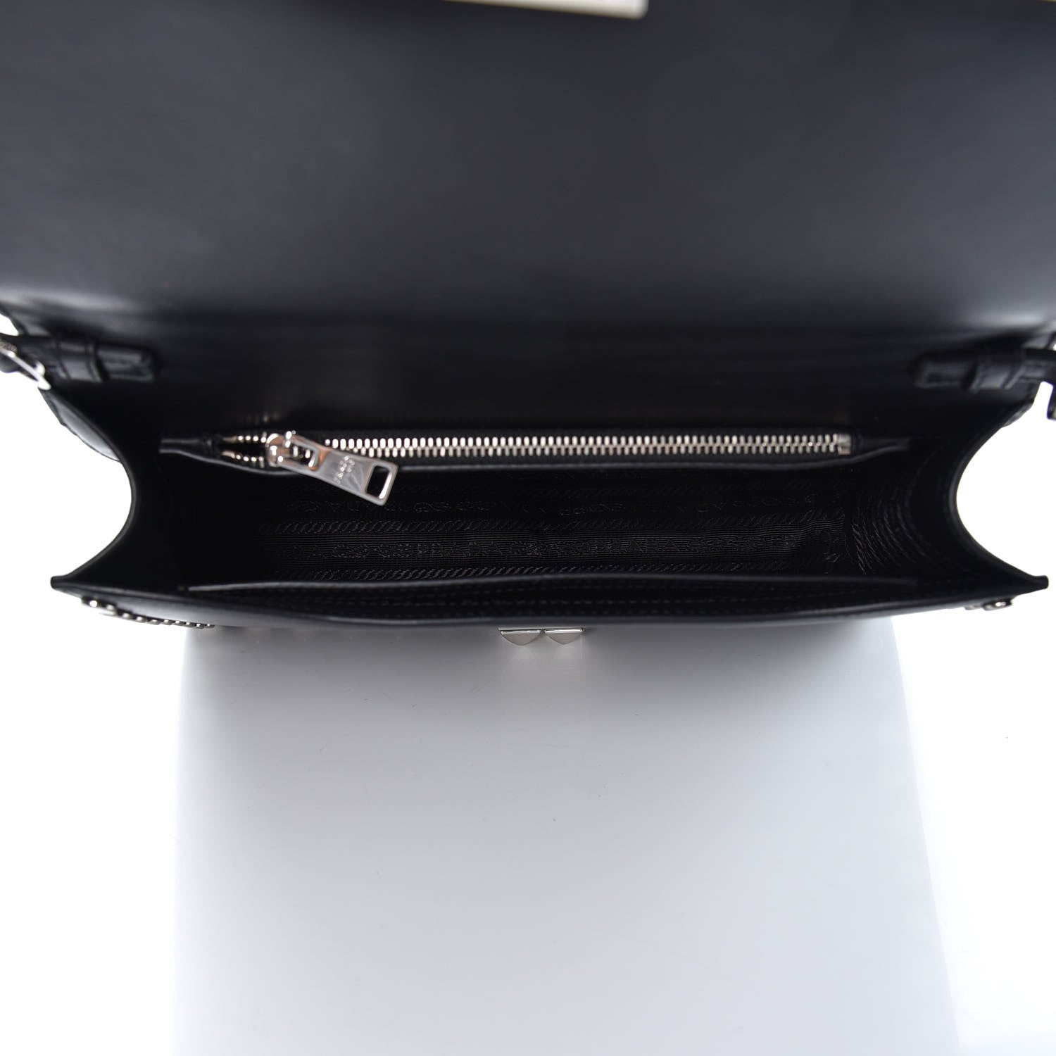 Prada City Calfskin Orchid Print Studded Elektra Shoulder Bag Fuoco Black 5 of 11