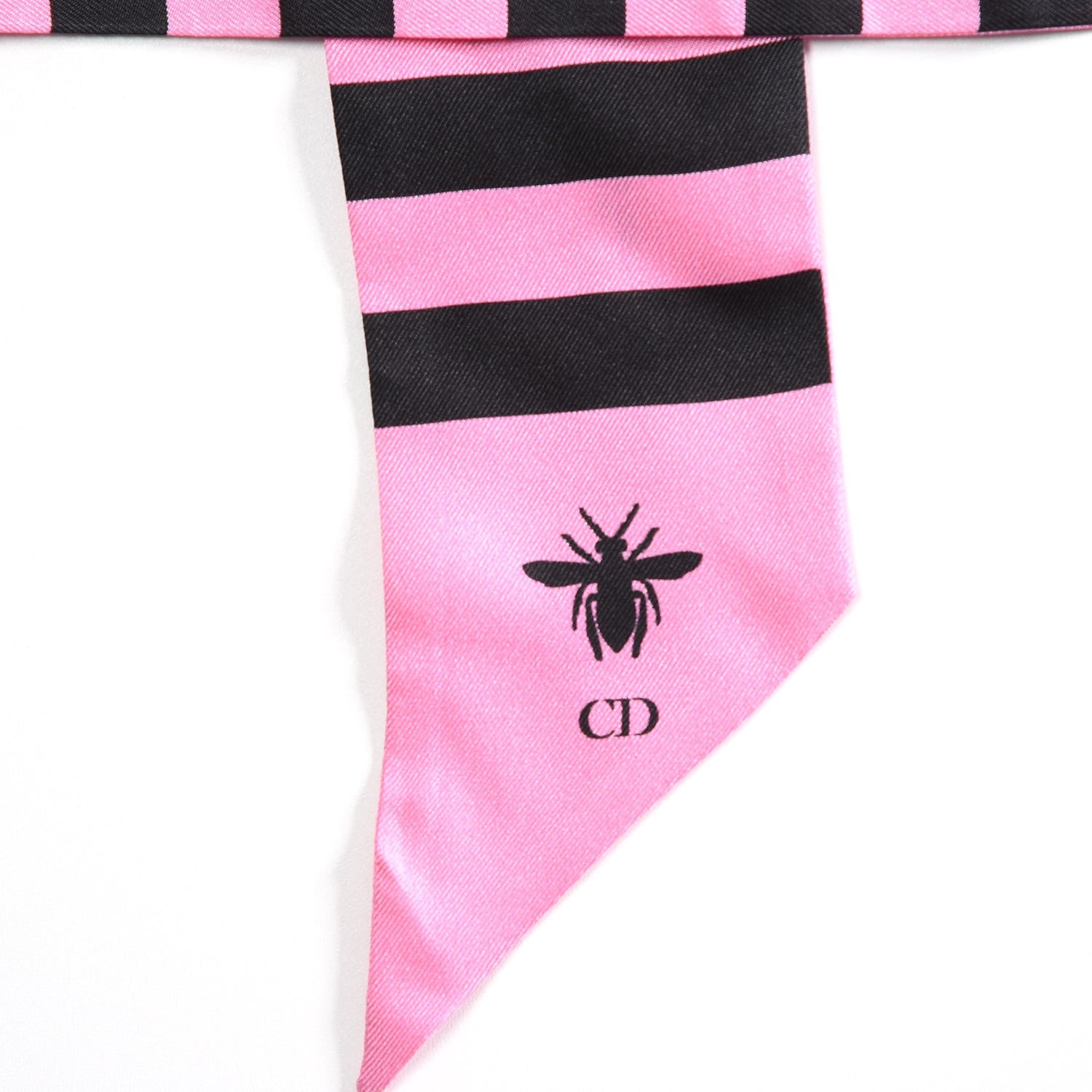 Christian Dior Silk Striped Mitzah Scarf Pink Black 4 of 5