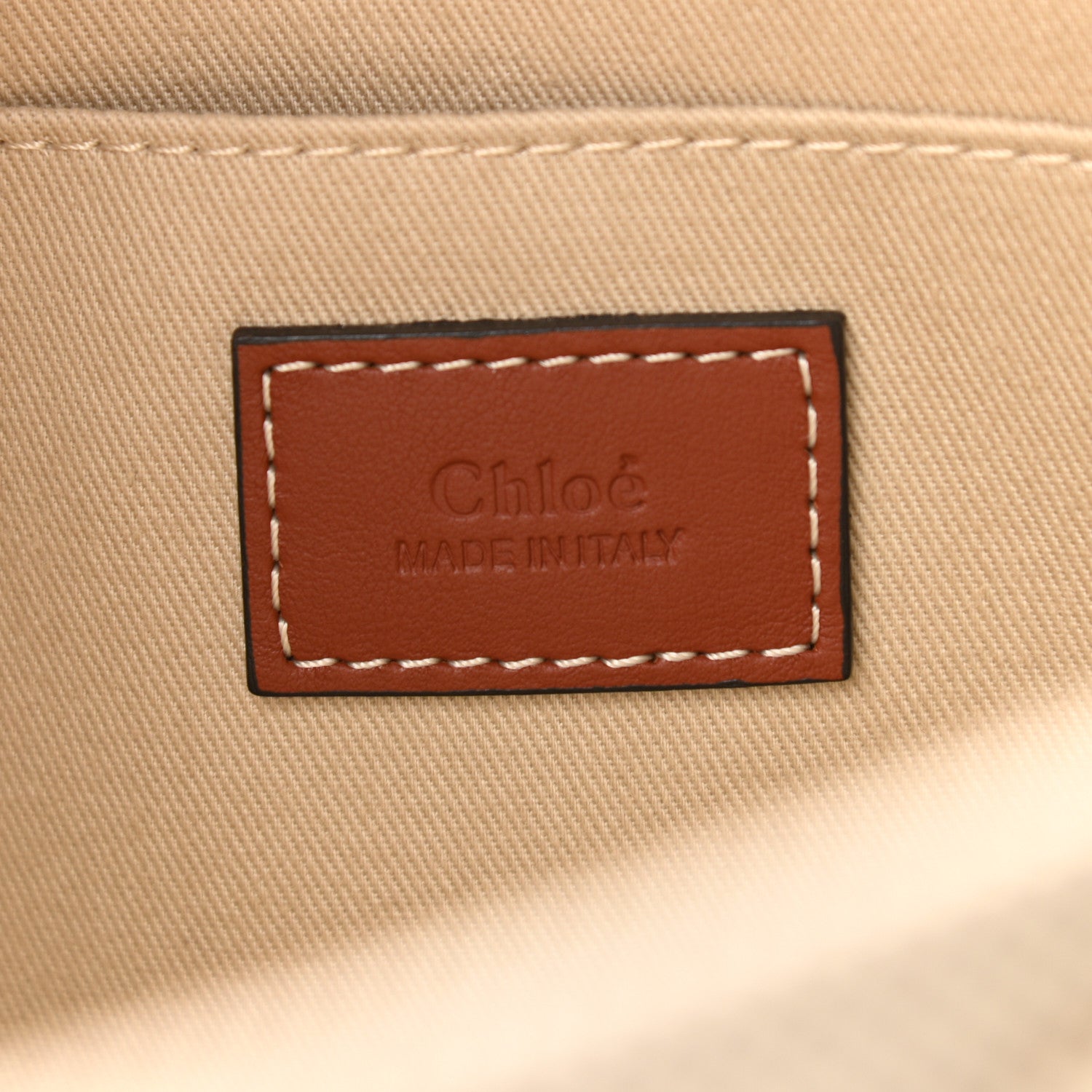 Chloe Cotton Calfskin Medium Woody Ribbon Tote White Brown 6 of 11