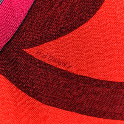 Hermes Cashmere Silk Eperon D'Or Shawl 140 Fuchsia Rouge Grenat 6 of 7