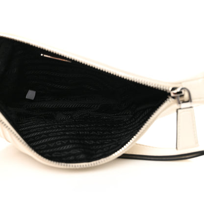 Prada Grace Lux Triangle Logo Embossed Triangle Wristlet Pouch White 5 of 9