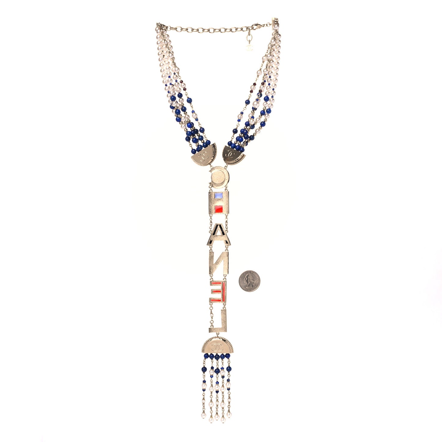 Resin Pearl Crystal Logo Ramses Jewels Necklace Multicolor