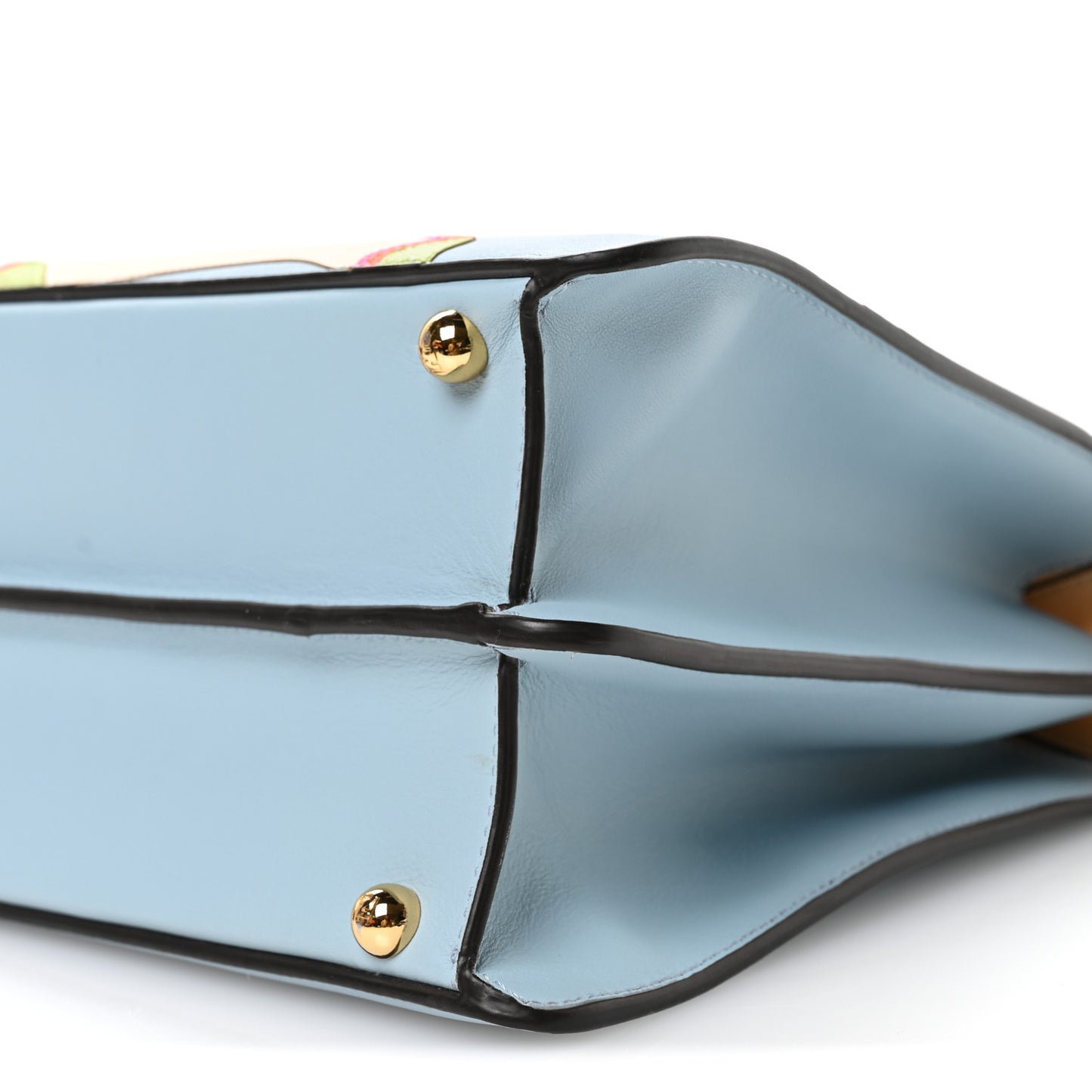 Vitello Seta Nappa Bi-Color Rainbow Girl Inlay Medium Peekaboo I SEE U Satchel Azzurro Baby Multicolor