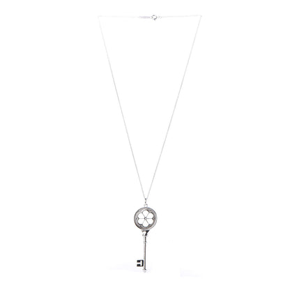 Tiffany Sterling Silver Diamond Blossom Key Pendant Necklace 3 of 6