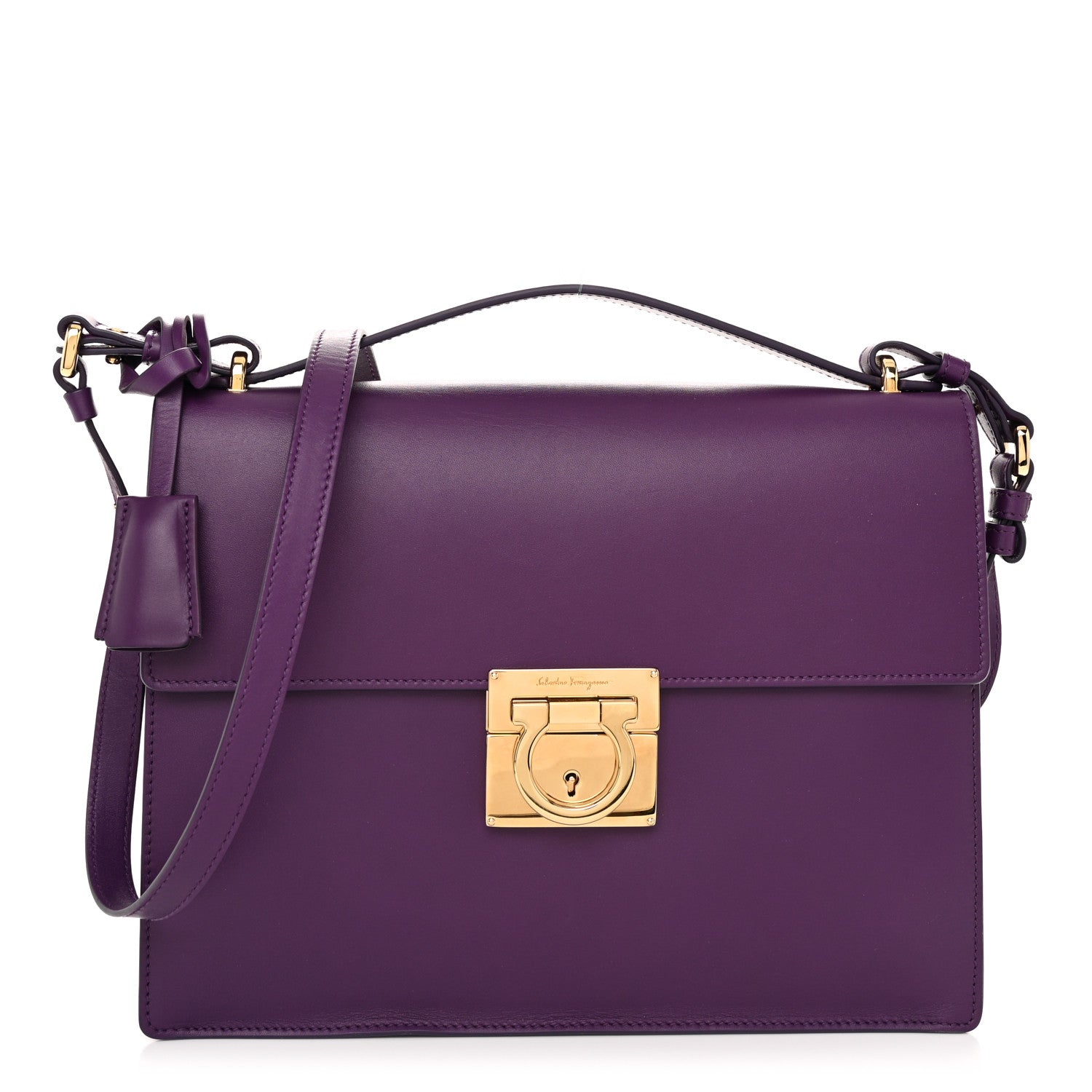 Salvatore Ferragamo Calfskin Gancio Lock Marisol Top Handle Satchel Mora Rosso 1 of 11