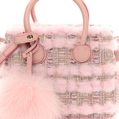 MCM Tweed Mink Fur Sequin Mini Tote Pink Blush 8 of 15