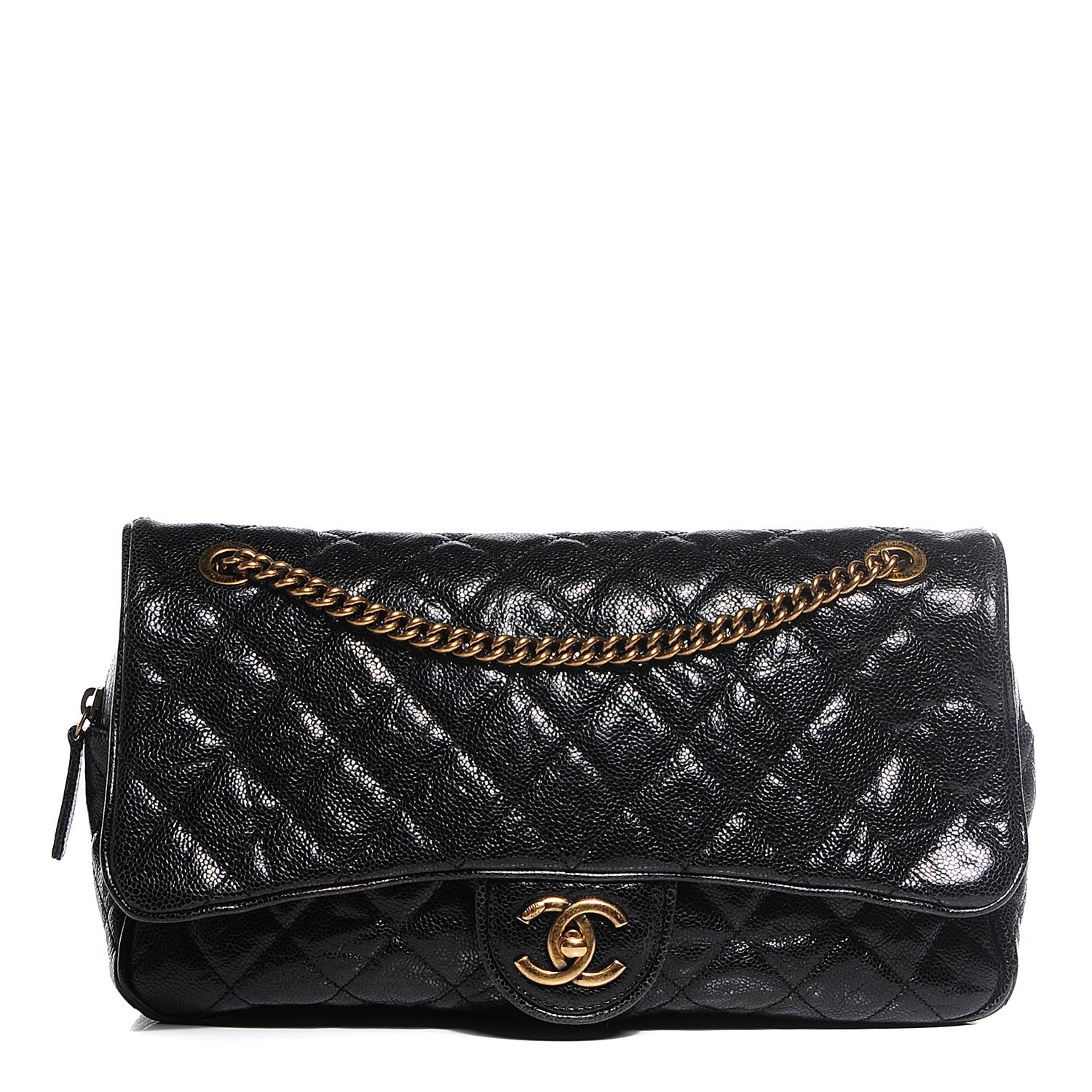 Chanel Crumpled Grained Calfskin Large Shiva Flap Black 1 of 8
