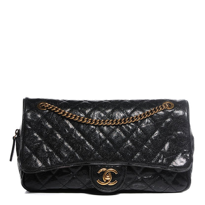 Chanel Crumpled Grained Calfskin Large Shiva Flap Black 1 of 8