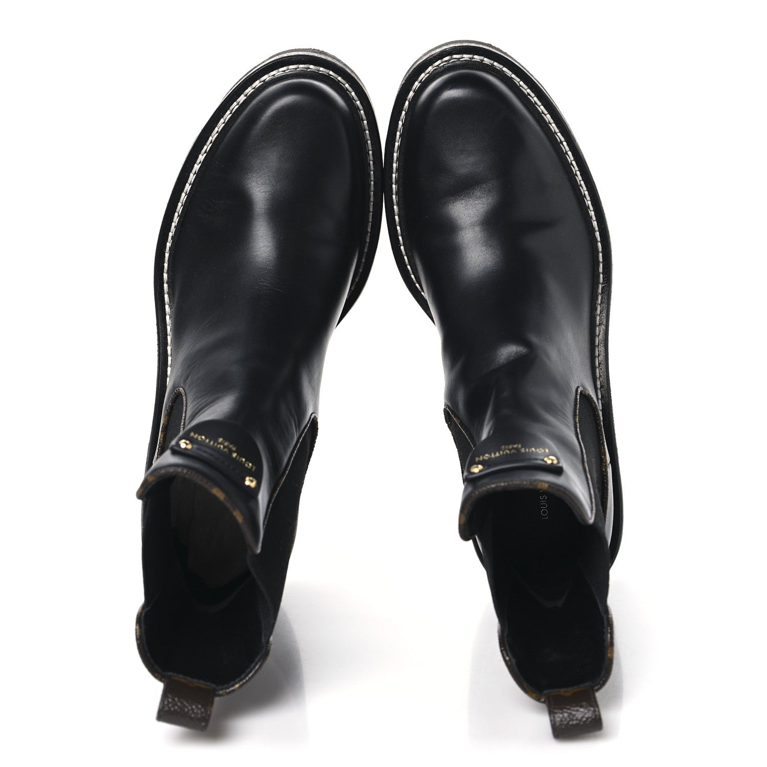 Louis Vuitton Calfskin Monogram Beaubourg Ankle Boots 39 Black 2 of 9