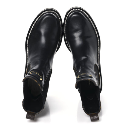 Louis Vuitton Calfskin Monogram Beaubourg Ankle Boots 39 Black 2 of 9
