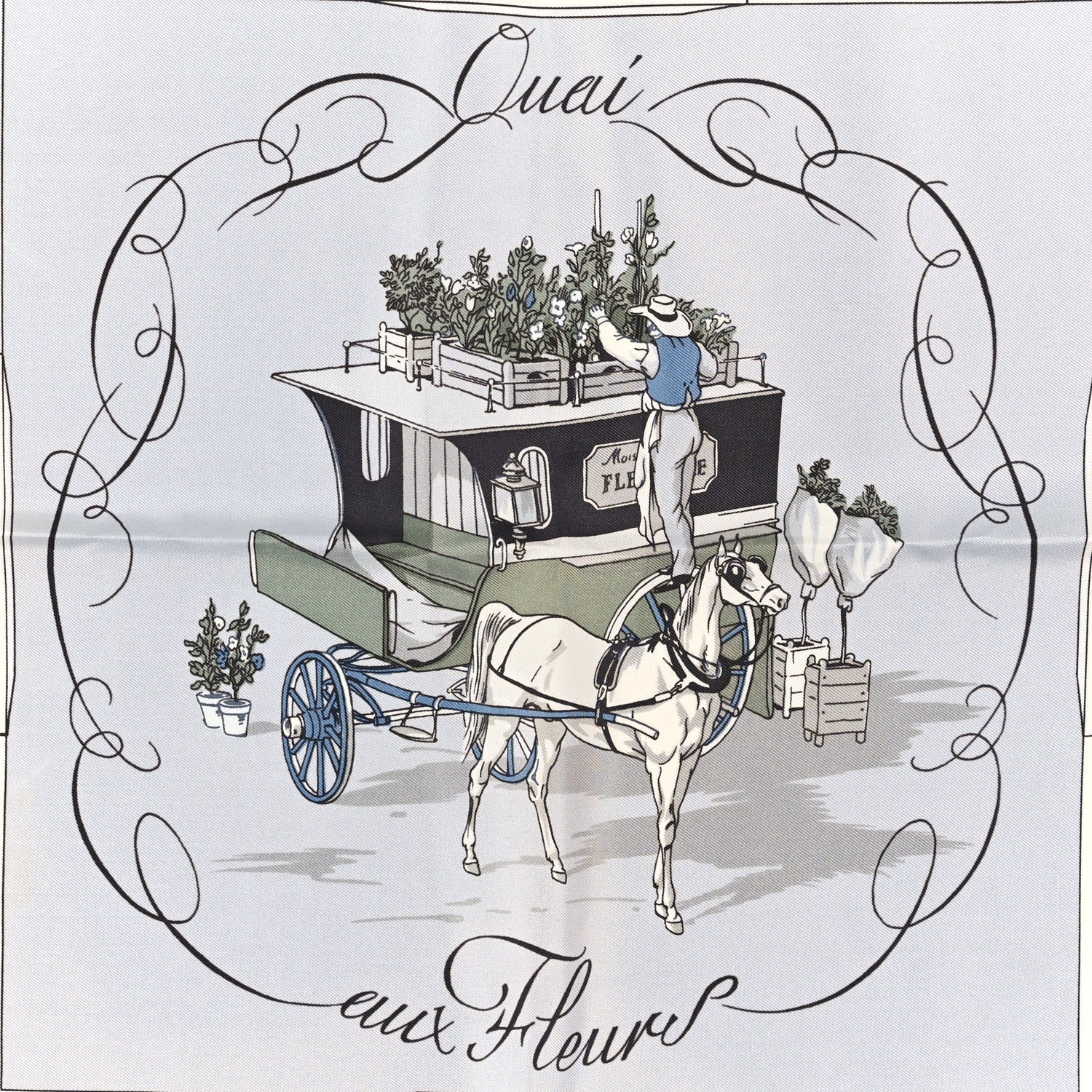 Hermes Silk Quai aux Fleurs Scarf 90 2 of 5
