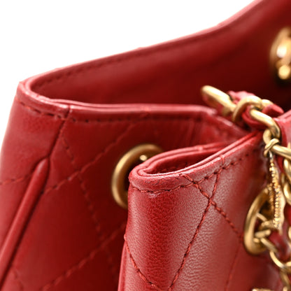 Chanel Calfskin Stitched Small Egyptian Amulet Drawstring Bag Red 11 of 13