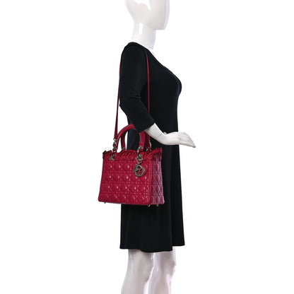 Christian Dior Lambskin Cannage Bow Medium Lady Dior Fuchsia 2 of 12