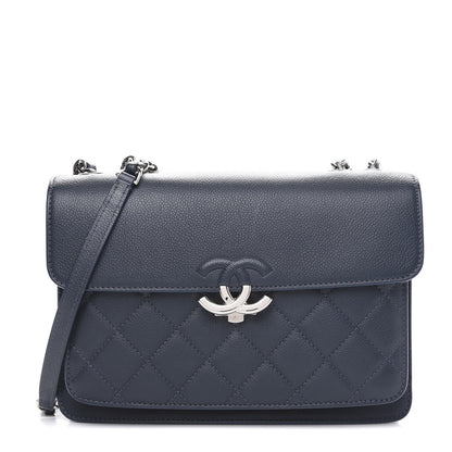 Chanel Grained Calfskin Quilted Large CC Box Flap Blue 1 of 11