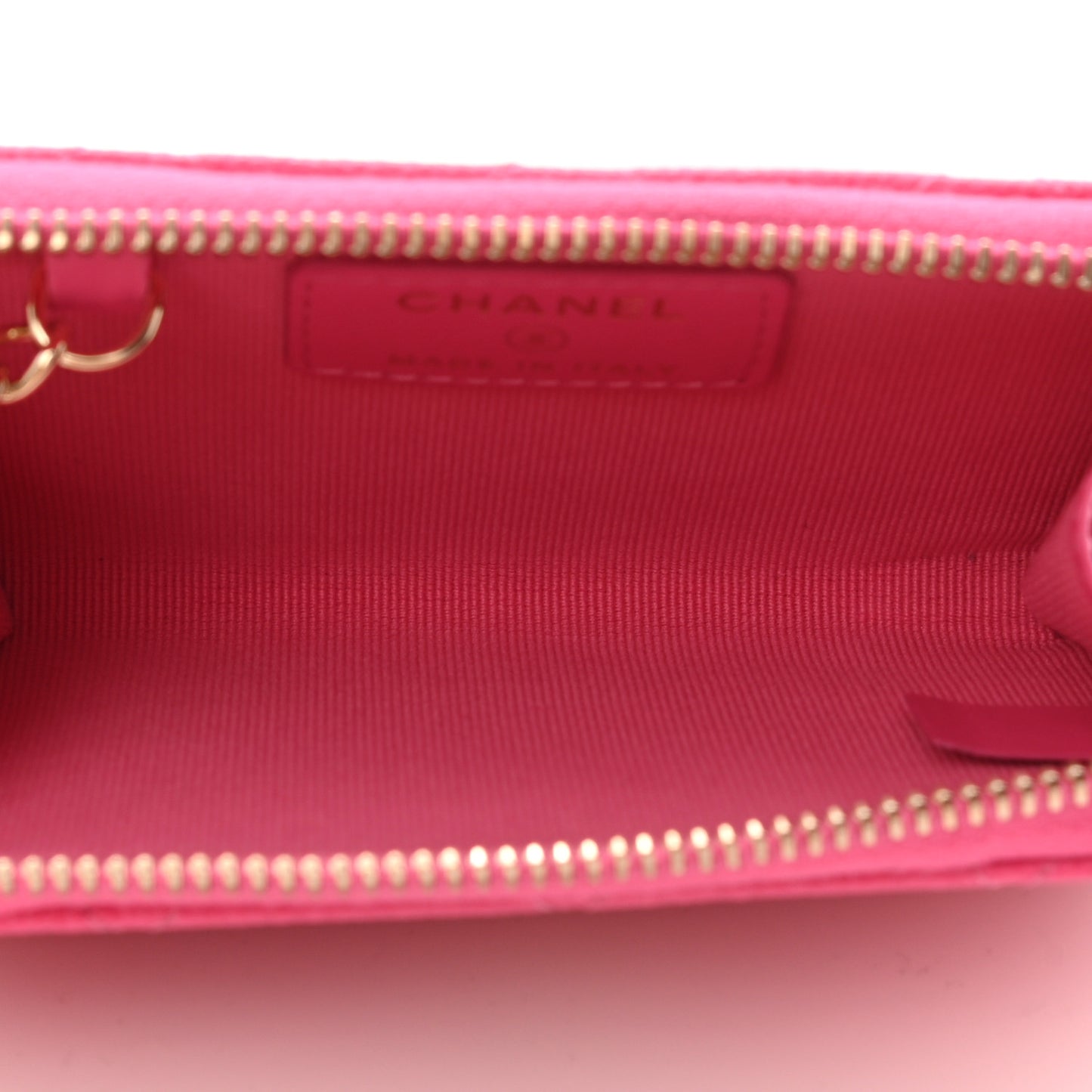Caviar Quilted Zipped Key Holder Case Pink