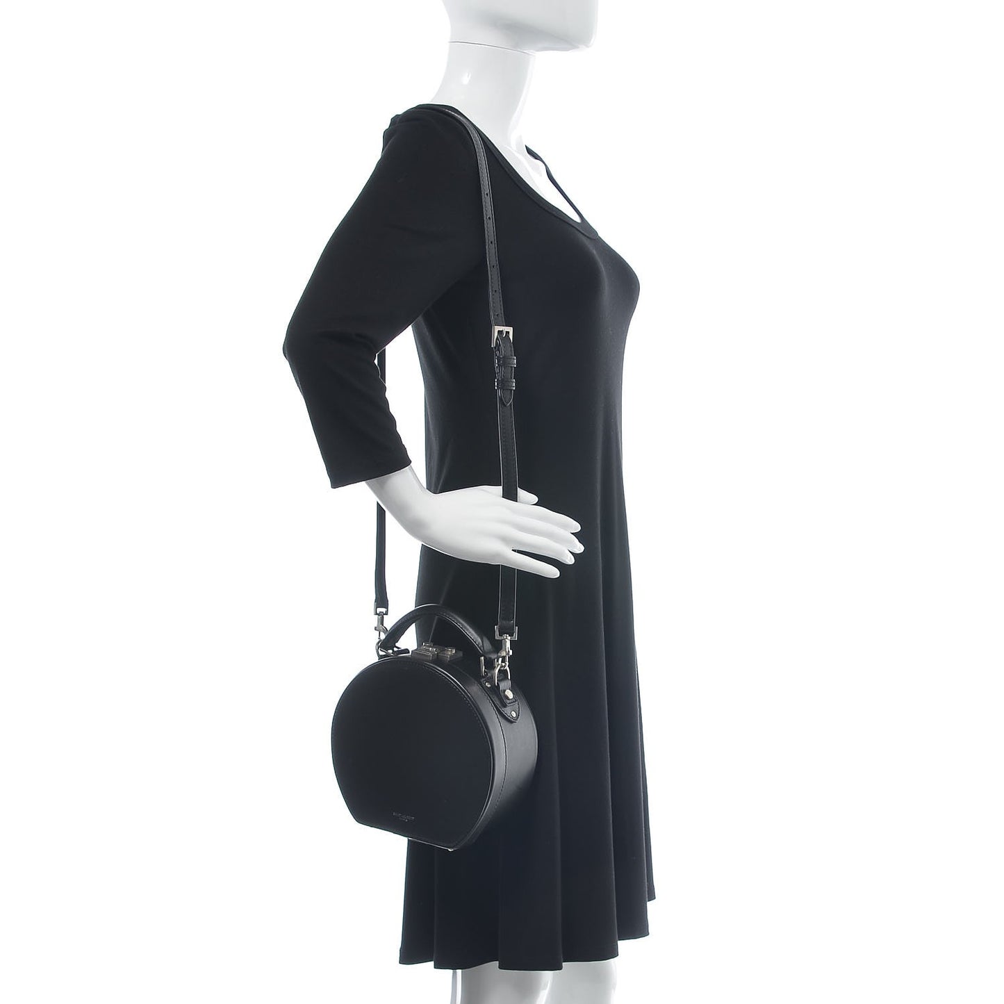 Calfskin Small Mica Hat Box Black
