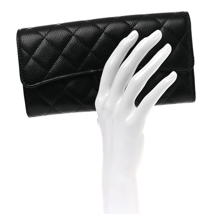 Chanel Caviar Quilted Large Gusset Flap Wallet Black 3 of 20