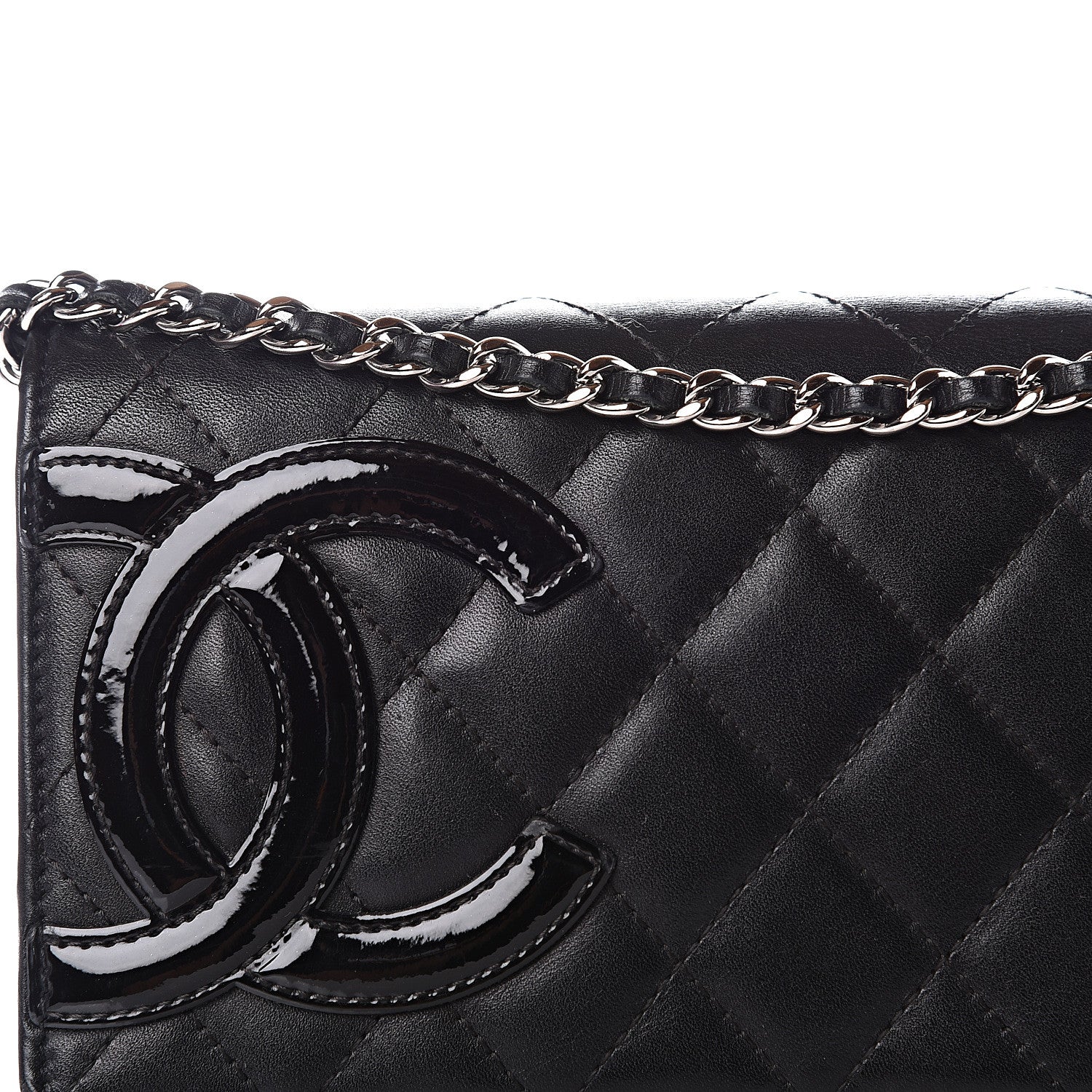 Chanel Calfskin Quilted Cambon Wallet On Chain WOC Black 14 of 14