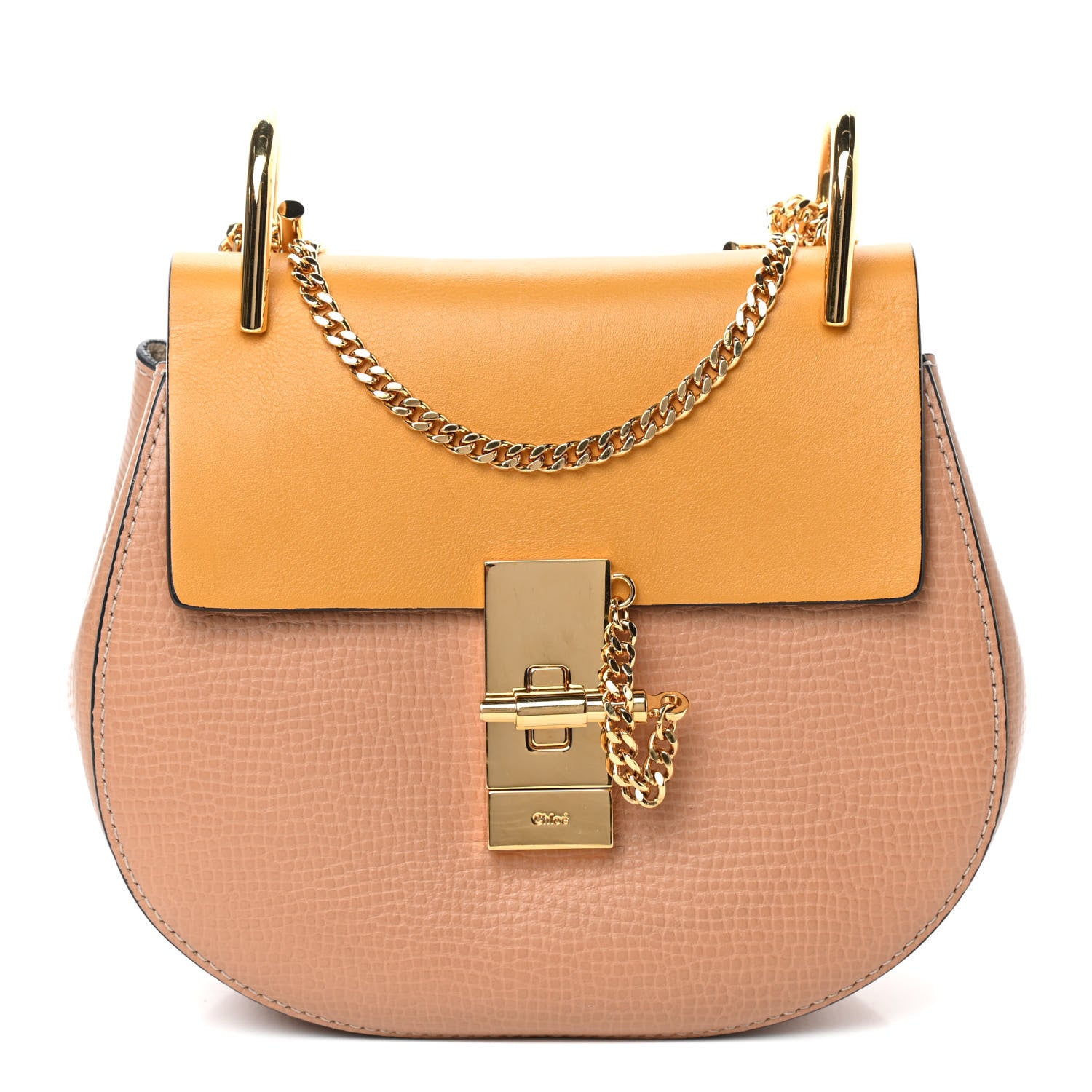Chloe Grained Calfskin Lambskin Bi-Color Drew Shoulder Bag Wet Sand Sunflower 1 of 4