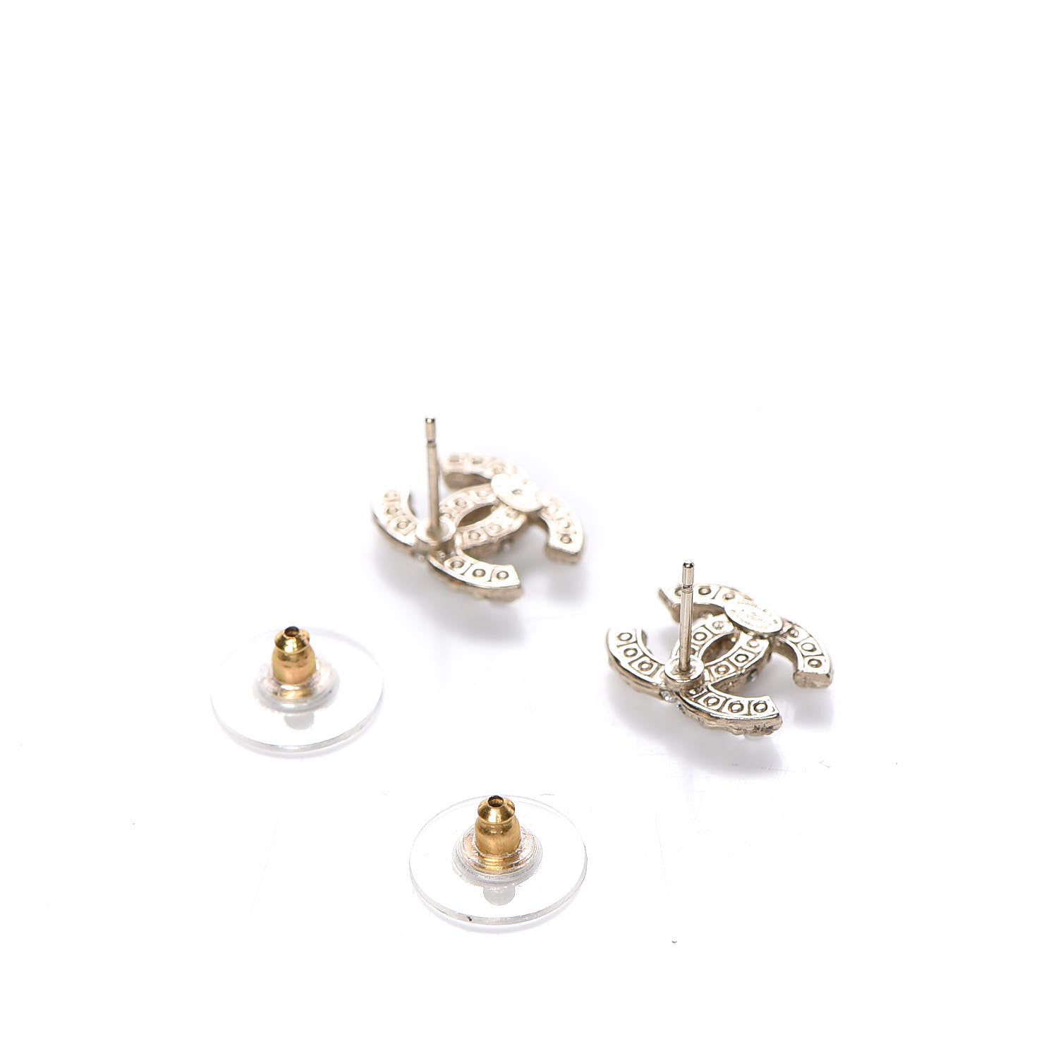 Chanel Pearl Crystal CC Earrings Light Gold 3 of 5