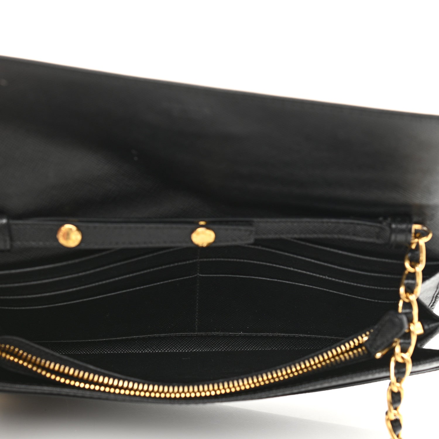 Prada Saffiano Metal Oro Chain Wallet Black 5 of 12