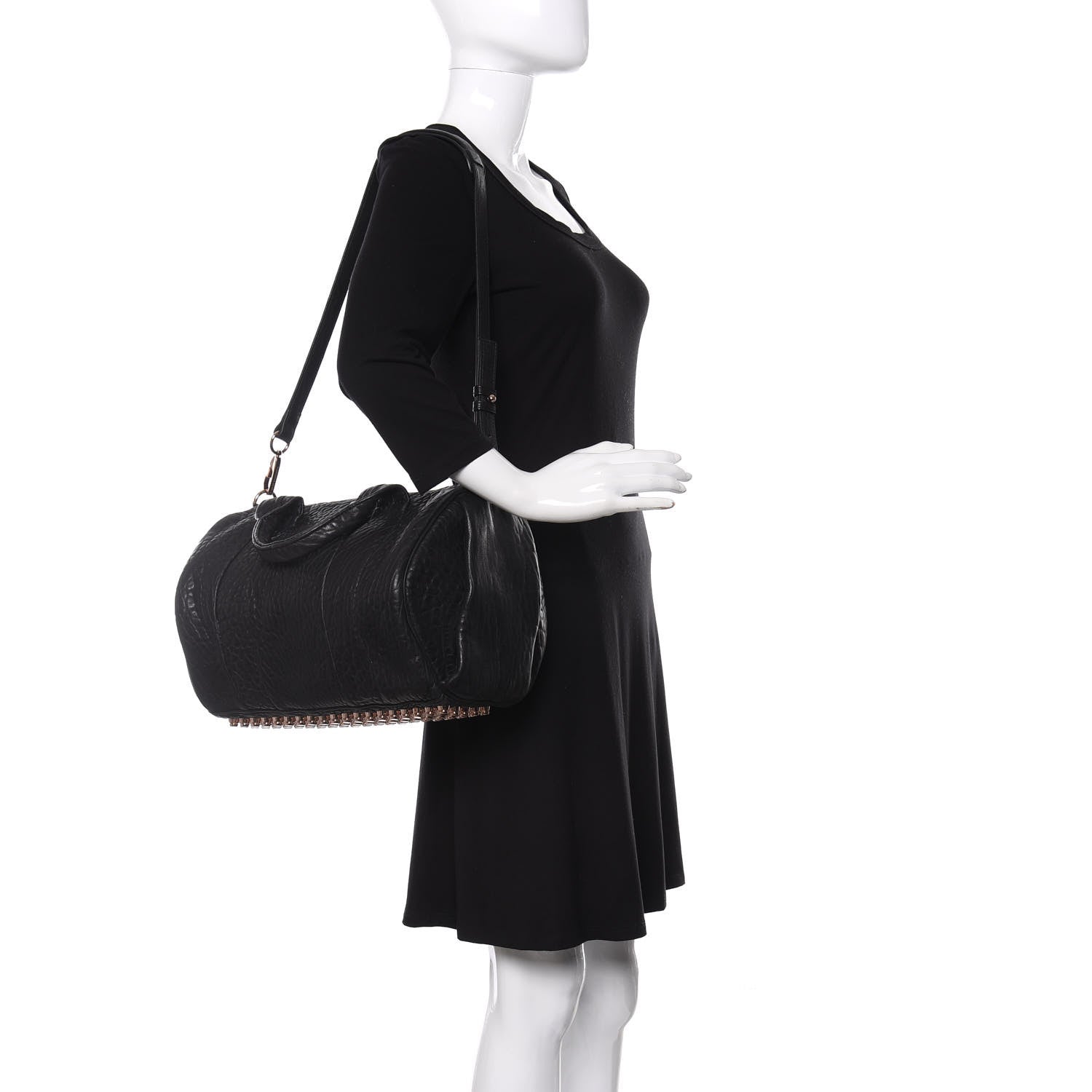 Alexander Wang Pebbled Lambskin Rocco Black Rose Gold Hardware 2 of 9