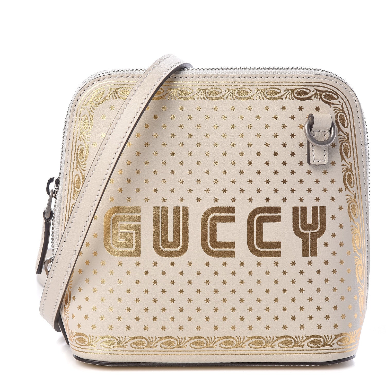 Gucci X SEGA Calfskin GUCCY Stars Mini Dome Shoulder Bag Mystic White Gold 1 of 9