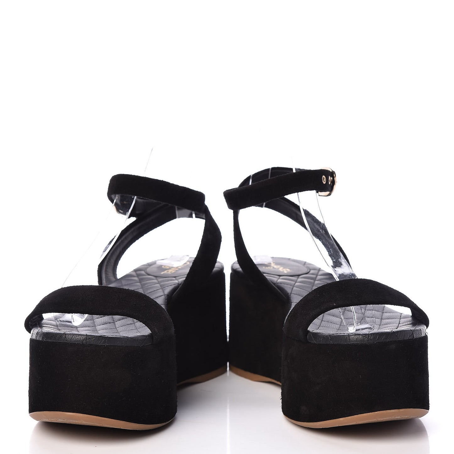 Suede Platform Wedge Sandals 40 Black