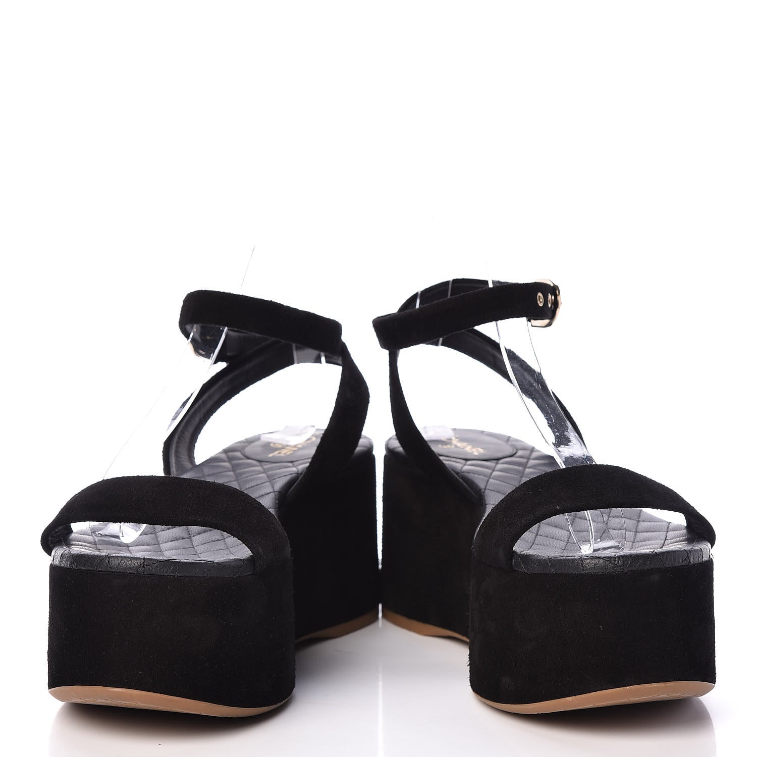 Chanel Suede Platform Wedge Sandals 40 Black 5 of 15