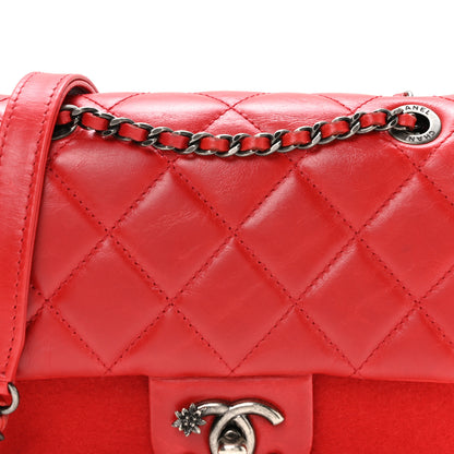 Chanel Felt Glazed Calfskin Quilted Edelweiss Flower Flap Red 8 of 10
