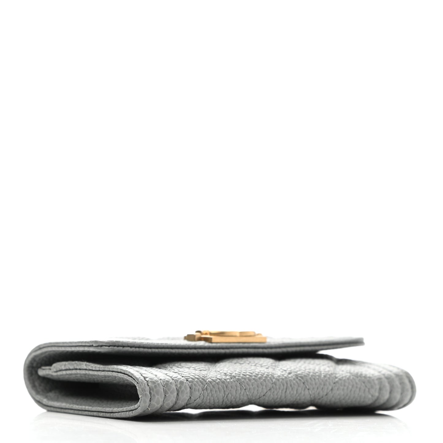 Caviar Quilted Boy Flap Card Holder Grey