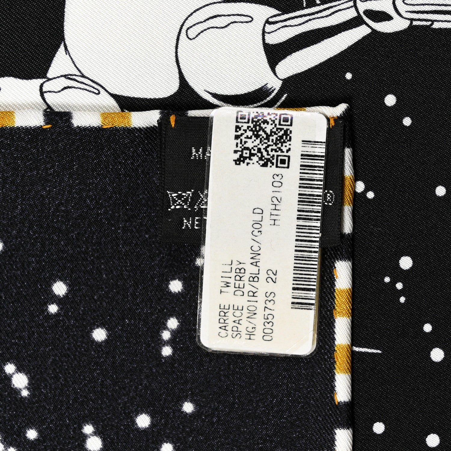 Hermes Silk Space Derby Scarf 90 Black White Gold 3 of 5